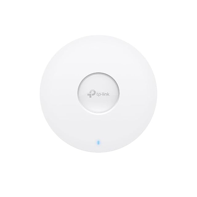 Access point TP-Link EAP650 rotondo, bianco e sottile visto da sotto