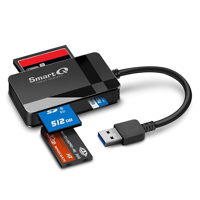 Lettore di schede multiplo smartQ C368 nero con slot CompactFlash, SD e Memory Stick