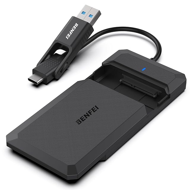 Box per unità SATA da 2,5 pollici BENFEI nero con coperchio a scorrimento e spina USB-C