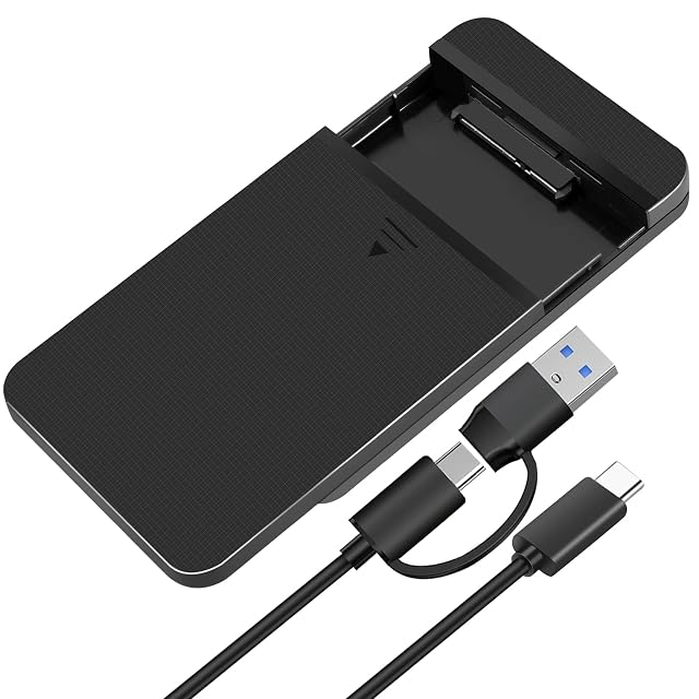 Box per unità SATA da 2,5 pollici YIIFELL nero con coperchio incernierato e spina USB-C