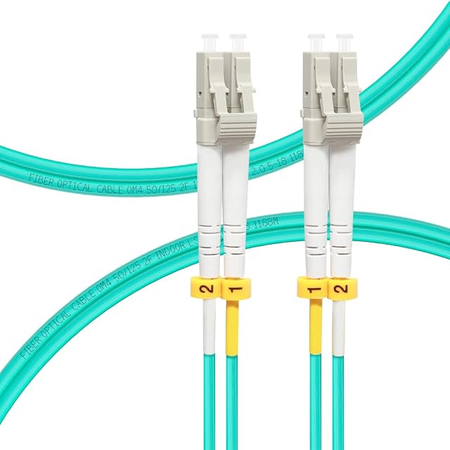 Bretella in fibra duplex OM4 acqua FLYPROFiber con connettori LC e clip etichettate A e B