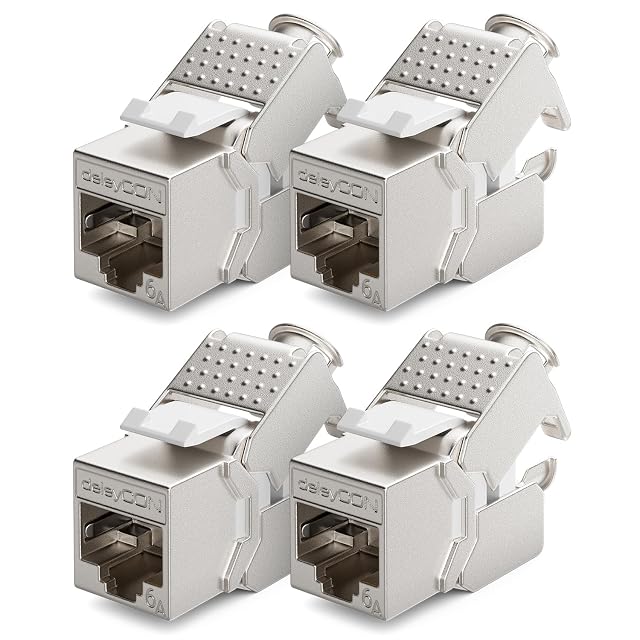 Modulo keystone schermato Cat 6a deleyCON in zinco nichelato con corpo a scatto