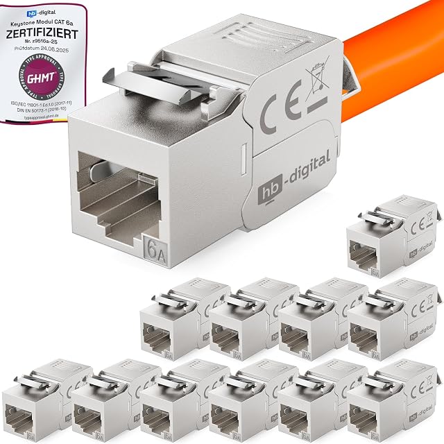 Modulo keystone schermato Cat 6a HB-DIGITAL con contatti placcati oro