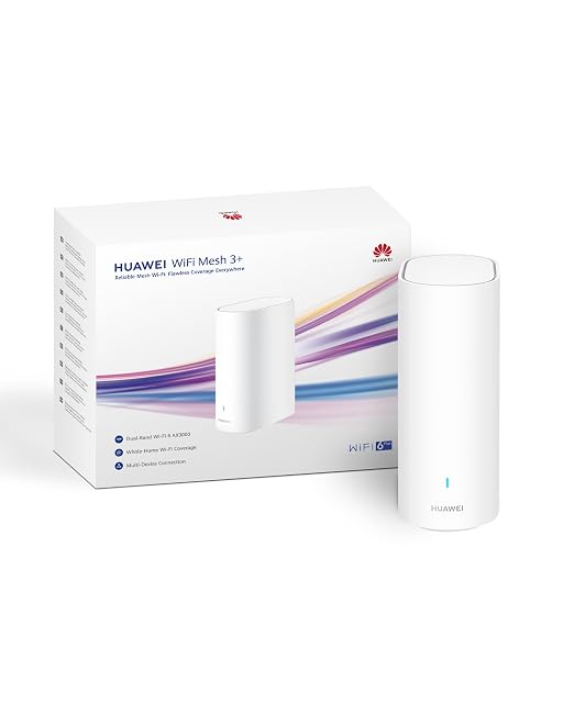 Router mesh HUAWEI WiFi Mesh 3+ bianco e verticale visto di fronte