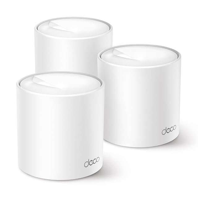 Insieme di tre unità mesh cilindriche bianche TP-Link Deco X50