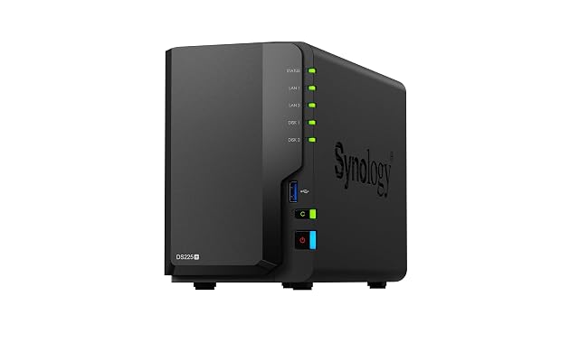 Box NAS Synology DS225+ Diskstation a due alloggiamenti con due prese RJ-45