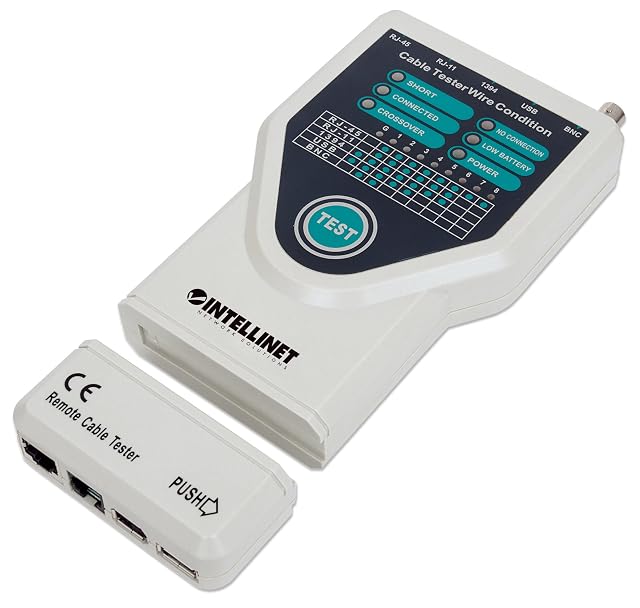 Tester per cavi Intellinet 5 in 1 con connettori per cavi RJ45, RJ11, USB, FireWire e coassiali