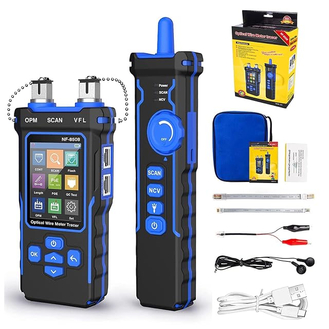 Tester per cavi di rete NOYAFA NF-8508 con un grande schermo LCD e un misuratore di potenza ottica