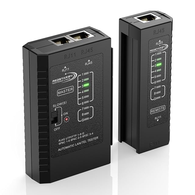 Tester per cavi di rete RedStar24 con un’unità principale e un’unità remota per cavi RJ45