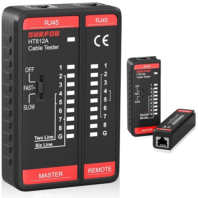 Tester per cavi di rete SURFOU con un’unità principale e un’unità remota per cavi RJ45