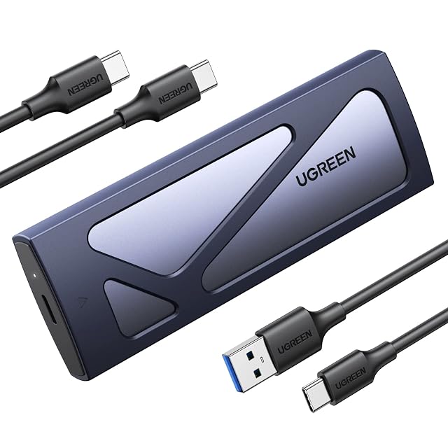 Box UGREEN argentato in alluminio per SSD M.2 NVMe con presa USB-C e LED di stato