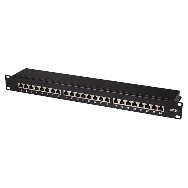 Pannello patch LogiLink PrimeLine nero Cat 6A schermato a 24 porte per rack da 19 pollici