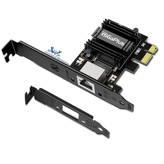 Scheda di rete PCIe GigaPlus da 2,5G con una presa RJ45 e una staffa a basso profilo