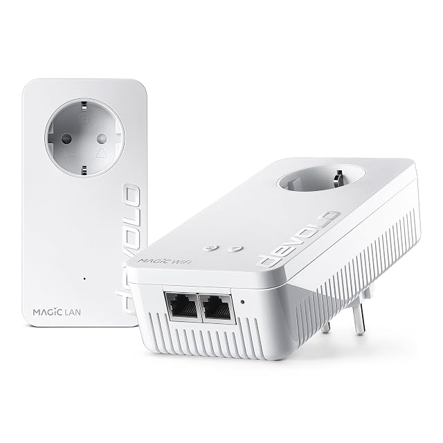 Kit iniziale devolo Magic 2 WiFi next con due adattatori powerline senza fili e un adattatore cablato