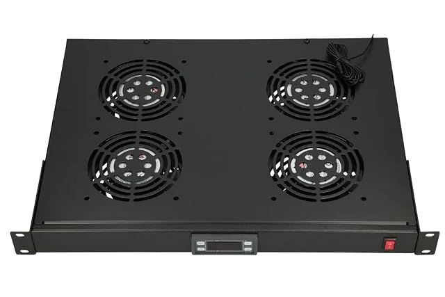 Pannello di ventilazione Extralink nero a quattro ventole da 19 pollici con display digitale della temperatura