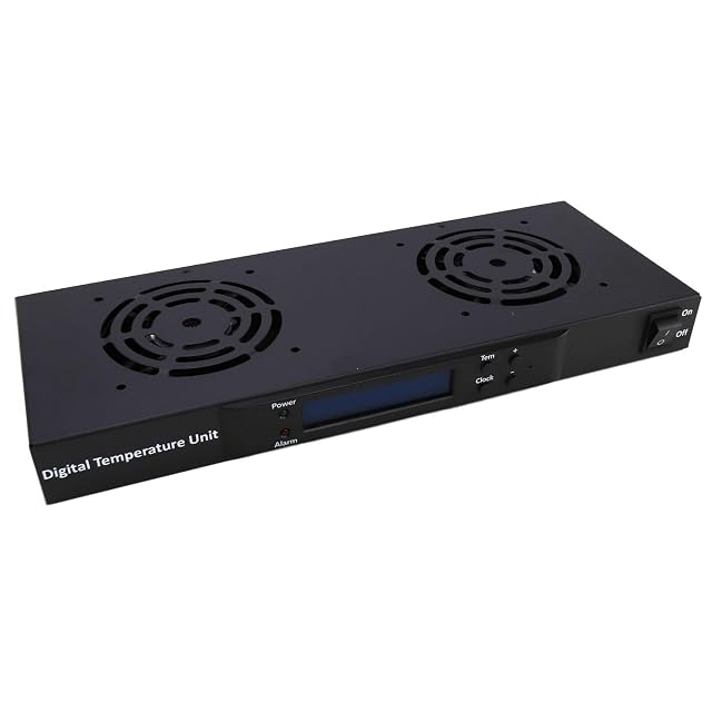 Cassetto di ventilazione kenable nero da 19 pollici 1U con due ventole e display LCD del termostato