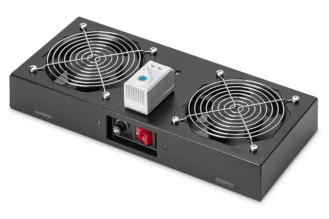 Unità di ventilazione da tetto Koscom Connect nera con due ventole per armadio di rete