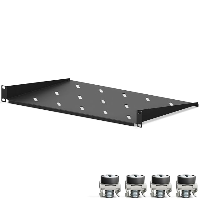 Ripiano da rack HB-DIGITAL nero da 19 pollici 1U con bordi rialzati