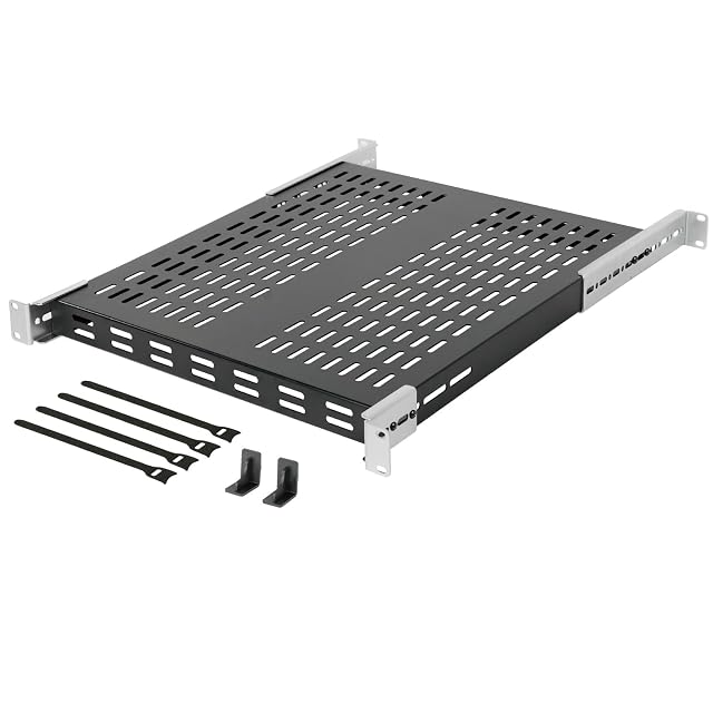 Ripiano da rack a quattro montanti Tecmojo nero forato da 19 pollici 1U con staffe posteriori regolabili