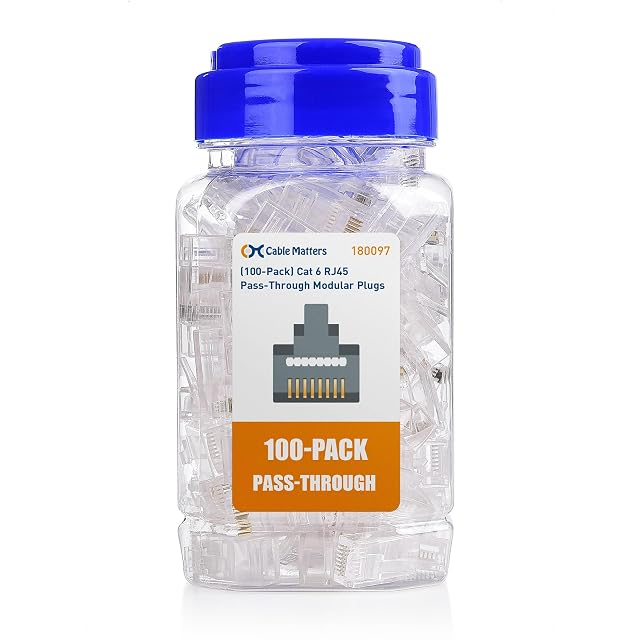 Spine RJ45 passanti Cat 6 Cable Matters in un barattolo con tappo a vite
