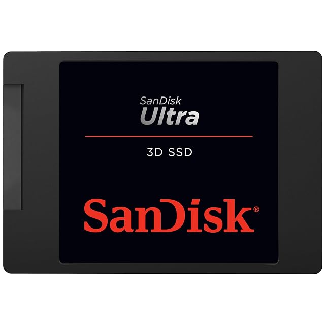 Unità a stato solido interna SATA SanDisk Ultra 3D da 2 TB in formato 2,5 pollici, nera
