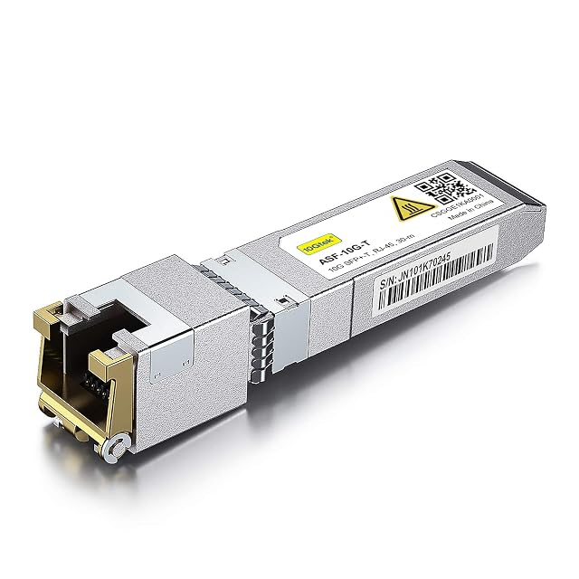 Modulo SFP+ in rame 10GBASE-T 10Gtek con presa RJ45 e guscio metallico