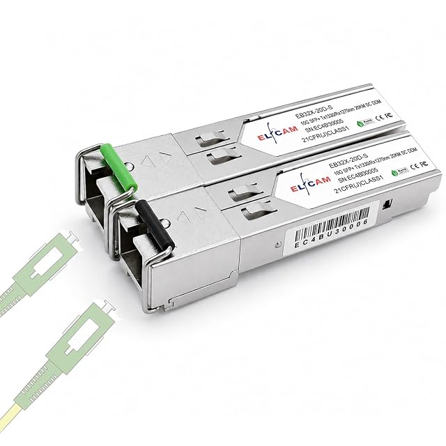 Coppia di ricetrasmettitori SFP+ 10G bidirezionali Elfcam con una sola porta ottica SC