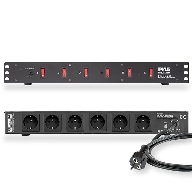 Multipresa da rack Pyle PDBC70EU da 19 pollici con sei interruttori frontali e sei prese posteriori