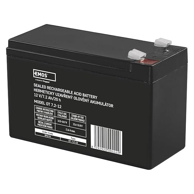Batteria al piombo AGM ermetica EMOS B9674 da 12 V e 7,2 Ah con terminali Faston