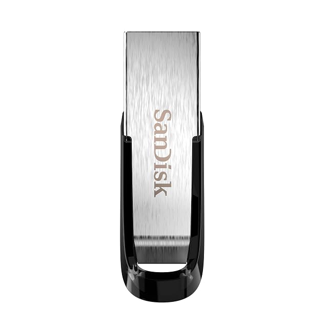 Chiavetta SanDisk Ultra Flair da 128 GB con corpo in metallo nero e argento e spina USB Type-A