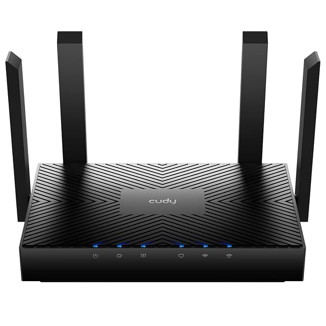 Router Cudy WR3000 bianco con quattro antenne esterne alzate