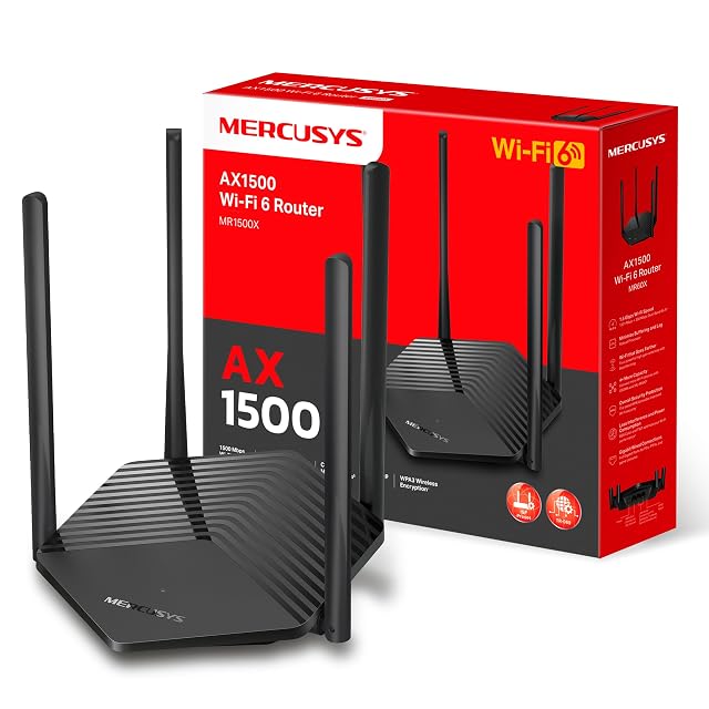 Router MERCUSYS MR1500X nero con quattro antenne fisse