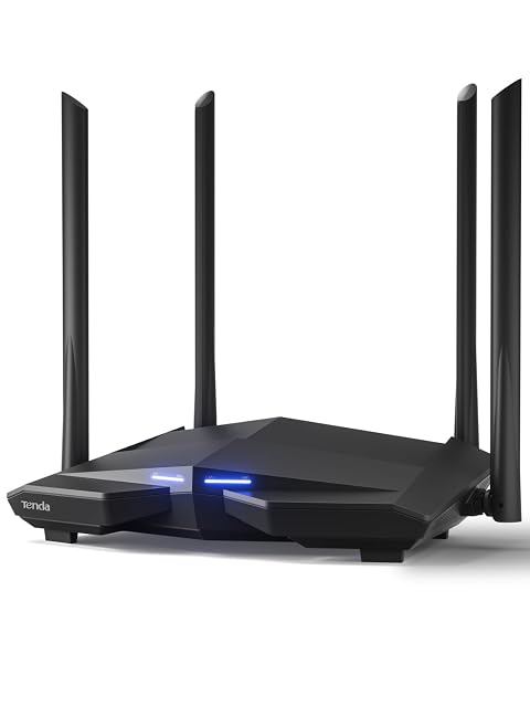 Router Tenda AC10 nero piatto con quattro antenne esterne alzate